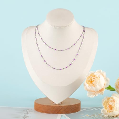 UMAOKANG 16.4 Feet Chains for Making Jewelry Stainless Steel Chain Roll with Jump Rings and Lobster Clasps Women Necklace Bracelet DIY Jewelry Findings - color: Steel-Purple