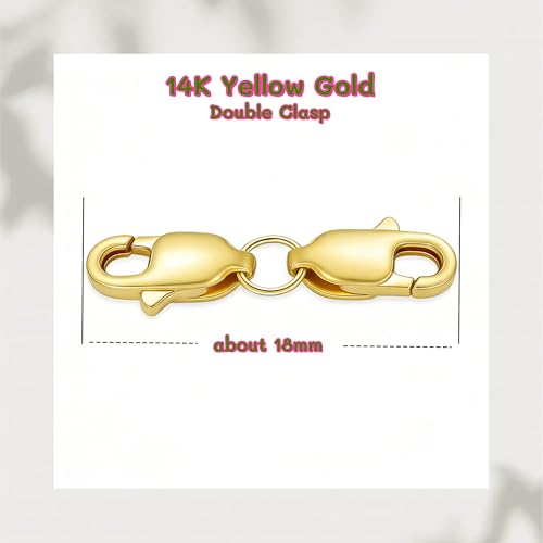 14K Yellow Gold Jewelry Clasp Necklace Extender, Double Lobster Clasp Bracelet Extension Connector for DIY Necklace Bracelet Anklet Jewelry Making, 14K Gold Double Spring Clasp (Style 7) - style: Style 7