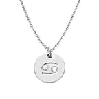 925 Sterling Silver Zodiac Necklace Disc Charm Necklace Gift for Your Wife Girlfriend or Family Member - style: Cancer
