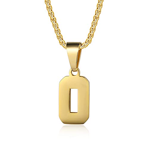 Number Necklaces Personalized Necklaces 18K Gold Plated Initial Number Pendant Stainless Steel Chain Sports Necklaces for Men Women - color: Gold, style: 0.