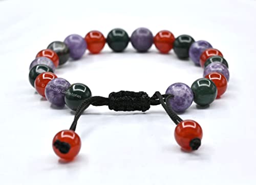 Amazing Gemstone Bracelet for Menopause - Bloodstone Lepidolite Carnelian Bracelet Set for Men Women Healing Calming Anxiety Stress Relief Gifts Pulseras Para Hombres Mujer Stocking Stuffers - color: Menopause