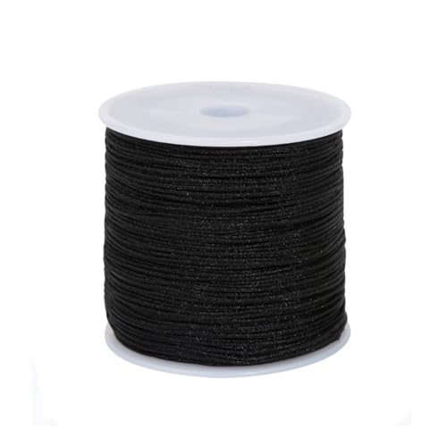 0.8mm 110Yards Nylon String Cord Braided Beading Thread for DIY Crafts Friendship Bracelets Pendant Chinese Lucky Knotting Macrame Necklaces,Jewelry Making (Black) - color: Black, size: 0.8MM