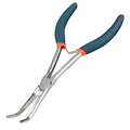 Long Reach Bent Needle Nose Pliers, 7 Inches, Serrated Jaws, PVC Handles, High Carbon Steel, Blue, Jewelry Making, Beading, Handicraft - style: Bent Needle Nose Pliers Serrated Jaws