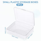 Jetec 6 Pieces Mini Plastic Clear Beads Storage Containers Box for Collecting Small Items, Beads, Jewelry, Business Cards, Game Pieces, Crafts (5 x 4 x 1.3 Inch) - size: 5 x 4 x 1.3 Inch