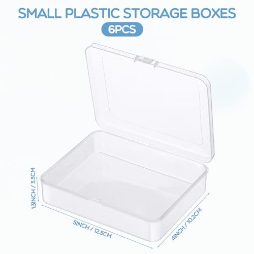 Jetec 6 Pieces Mini Plastic Clear Beads Storage Containers Box for Collecting Small Items, Beads, Jewelry, Business Cards, Game Pieces, Crafts (5 x 4 x 1.3 Inch) - size: 5 x 4 x 1.3 Inch