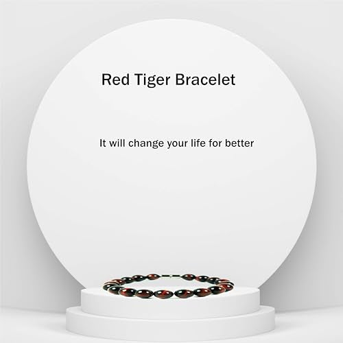 Rose Quartz Bracelet - 8mm Healing Crystal for Love, Unisex - color: 03: Red Tiger, style: A: 6-6.4 inches