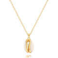 Natural Seashell Shell Scallop Pendant Choker Necklace Adjustable 18K Gold Plated Cable Chain Handmade Jewelry for Women Girls - style: Gold Seashell