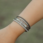 FANCY SHINY Mothers Day Gifts Boho Leather Wrap Bracelet Stackable Infinity Chunky Cuff Bracelets Western Hippie Outfits Jewelry Valentine Gifts for Women - color: Grey