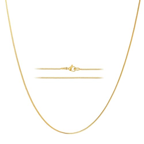 KISPER 24k Gold Box Chain Necklace – Thin, Dainty, Gold Plated Stainless Steel Jewelry for Women with Lobster Clasp - style: 26 inch
