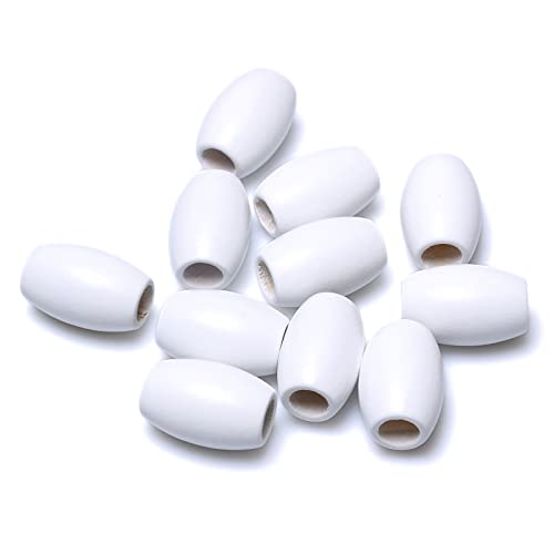 Large Oval Wooden Beads White- 20x30mm- 40 Beads- Hole 10mm- Quality Wooden Beads for Macrame Project/Garlands Making - color: 30x20mm, White#40pcs
