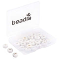 BEADIA Natural White Howlite Rondelle Stone with Large Hole (4mm) Loose Semi Gemstone Beads for Jewelry Making 10mmx4mm 24pcs - color: White Howlite, size: 10mm x 4mm
