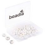 BEADIA Natural White Howlite Rondelle Stone with Large Hole (4mm) Loose Semi Gemstone Beads for Jewelry Making 10mmx4mm 24pcs - color: White Howlite, size: 10mm x 4mm