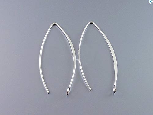 Adabele 100pcs Hypoallergenic Long V Shape Marquise Earring Hooks 45mm Sterling Silver Plated Ear Wire (Strong Wire 0.9mm/19 Gauge) DIY Craft Earrings Jewelry Making250-S - color: Silver