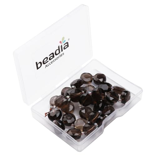 BEADIA Natural Faceted Smoky Quartz Rondelle Disk Stone Beads 10x5mm 37cm for DIY Chain Jewelry Making - color: Smoky Quartz