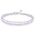 Peridot Stand Silver Gold Bracelets, Handmade Birthstone Stack Bracelet Crystal Gemstones Bead Chain Gift for Women, 8" - color: Silver-02-Feb Amethyst