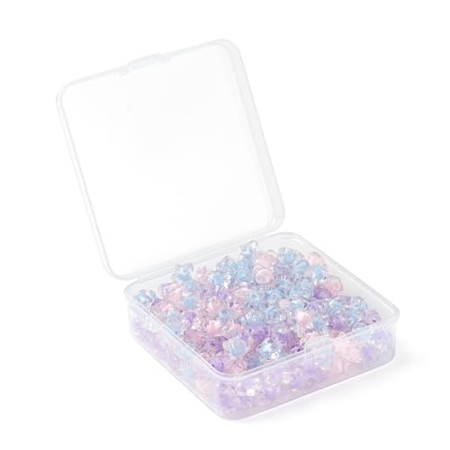 195Pcs Bracelets Beads, Mixed Color Star Transparent Faceted Acrylic Spacer Beads for Jewelry Necklaces Earrings Keychain Making and Crafting DIY Craft Gift - color: Star in Star-195 pcs