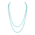 Bead Strand Versatile 60" Long Wrap Necklace - Handmade Knotted Multi Layer Sparkly Crystal, Semi Precious Natural Stone, Lava, Glass Faux Pearl - color: Natural Stone & Sparkly Bead Mix - Turquoise