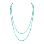 Bead Strand Versatile 60" Long Wrap Necklace - Handmade Knotted Multi Layer Sparkly Crystal, Semi Precious Natural Stone, Lava, Glass Faux Pearl - color: Natural Stone & Sparkly Bead Mix - Turquoise