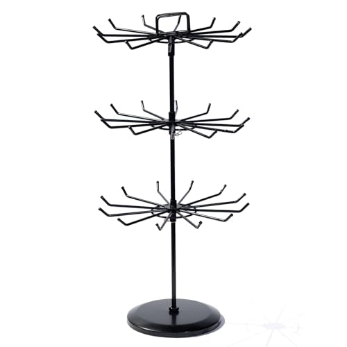 3 Tier Rotating Jewelry Stand with Adjustable Height, Necklace Holder Display Stand with 36 Hooks, Metal Jewelry Tree Organizer for Bracelets, Keychain Display, Jewelry Display for Vendors