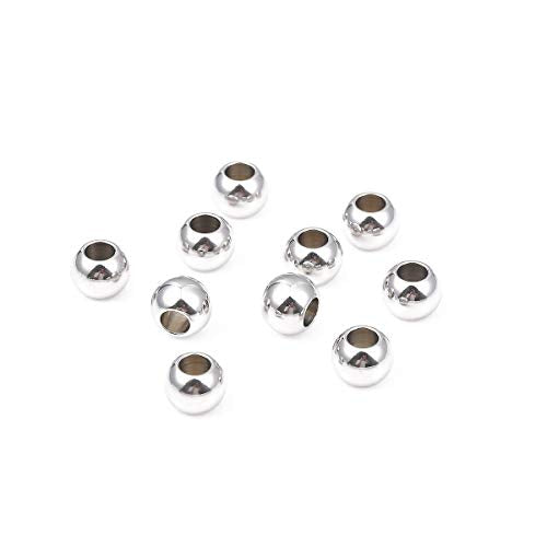 BEADIA Stainless Steel Spacer Beads 10x8mm Round Loose Charm Caps Beads for DIY Jewelry Making 20pcs with 4.5mm Hole - color: 10x8mm 4.5mm
