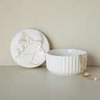COLLECTIVE HOME - Monogram Jewelry Box with Bow, Christmas Gift Ideas for Women, Small Gift for Girlfriend Wife, Ring Holder, Earrings Dish, Birthday Gift for Her (L) - color: L