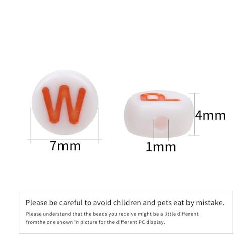 600pcs Acrylic Letter Beads Alphabet Red Letters White Round Bead, 4x7mm, for Friendship Bracelets and Gifts Souvenir Jewelry Making - color: Red Letter White Bead