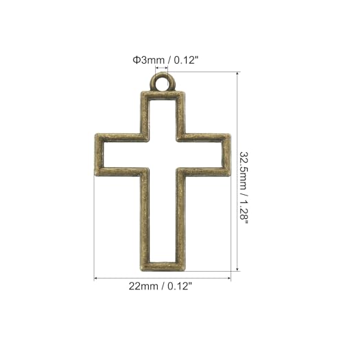 PATIKIL Alloy Open Back Bezel Pendants, Cross Shape Hollow Resin Pendant Frame for DIY Crafts Earrings Necklace Bracelet Making - color: Bronze