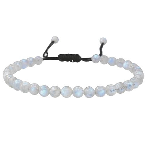 Amazing Gemstone Crystal Anklet Ankle Bracelets for Women - Waterproof Beaded Healing Crystal Anklets, Plus Size Chakra Gemstone Bead Anklet - color: Rainbow Moonstone, style: Plain