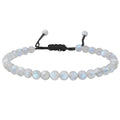 Amazing Gemstone Crystal Anklet Ankle Bracelets for Women - Waterproof Beaded Healing Crystal Anklets, Plus Size Chakra Gemstone Bead Anklet - color: Rainbow Moonstone, style: Plain