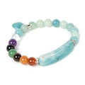 Justinstones Gem Semi Precious Gemstone Love Heart Charm Stretch Beaded Bracelet Unisex - color: Blue Amazonite(7 Chakra)