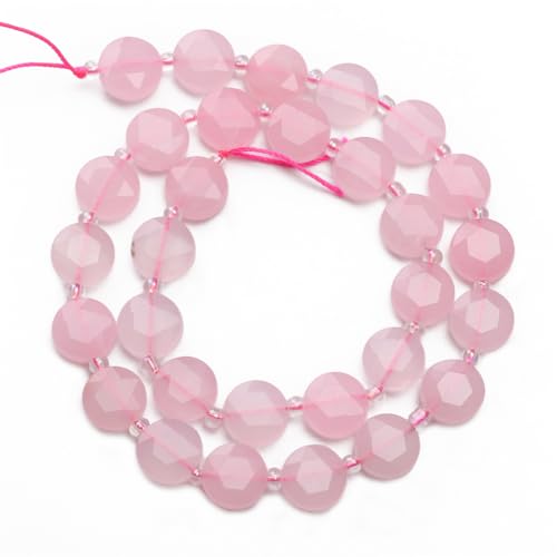 BEADIA Natural Faceted Rose Quartz Rondelle Disk Stone Beads 10x5mm 37cm for DIY Chain Jewelry Making - color: Rose Quartz