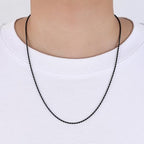 Fiusem 18K Gold Plated Rope Chain for Men, 18K Gold Plated/Black Chain Necklace, Stainless Steel Necklace for Men and Women, Jewelry Gifts - size: 26 Inches, style: Black 2mm