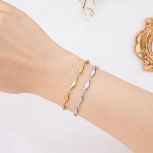 KYUNHOO 4 Meters Long Gold Plated Chain for Jewelry Making Solid Rhombic DIY Jewelry Stainless Steel Bulk Chain on Spool for Crafting Finding Supplies - color: Rhombic Gold