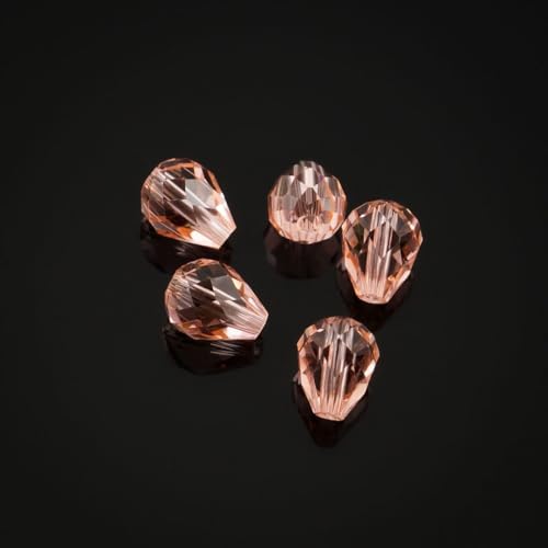 24pcs Adabele Austrian 8mm Faceted Teardrop Loose Crystal Beads Light Padparadscha Pink Compatible with 5500 Swarovski Crystals Preciosa SST-830 - color: Light Padparadscha/Pink, size: 8mm x 6mm - 24pcs
