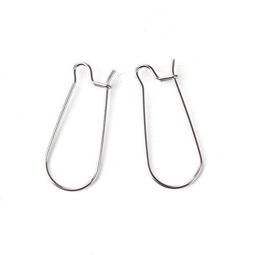 JGFinds Stainless Steel Ear Wire Hooks, 48 Pack Earring Findings, Secure Lock Kidney Wires - Teardrop Dangle 1 Inch - size: 1 Inch Long