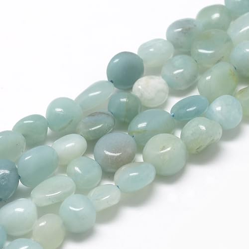 30-45Pcs/Strand Natural Amazonite Beads 15.7" Irregular Nuggets Stone Beads 8-15mm Gemstones Loose Spacer Bead for DIY Bracelet Necklace Jewelry Making Crafting - color: Amazonite
