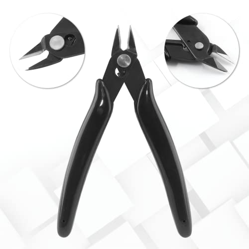 Bivethoi 3pcs Micro Wire Cutters Flush Cut Snips, Small Diagonal Cutters 3D Printer Filament Pliers Tool, Mini Tiny Nippers Zip Tie Cutters for Jewelry Making Model (5 Inch, Black) - color: Black