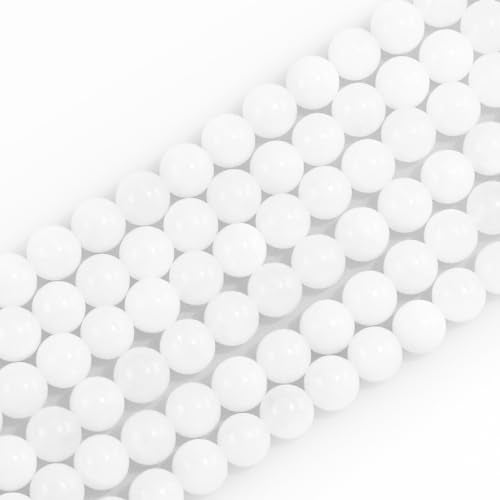 4mm Natural Gemstone Round Small Beads for Jewelry Making White Jade Crystal Beads for Bracelets Necklace Earrings Making Supplies (15"/Strand) - color: White Jade, size: 4mm (15"/Strand)