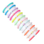 COLORFUL BLING 5-12Pcs Bohemian Love Heart Bead Bracelets for Women Vinyl Disc Heishi Surfer Stackable Stretch Bracelet Summer Beach Boho Jewelry - color: 12pcs round heart