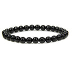 Angelstones Handmade Natural Healing Gemstone 6mm Round Beads Stretch Crystal Bracelet 7 Inch Unisex - color: Black Tourmaline