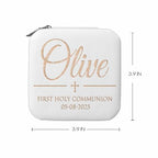 Personalized First Communion Gift for Girls – Custom Jewelry Box with Name & Date, Elegant Keepsake for First Holy Communion - color: Golden Cross