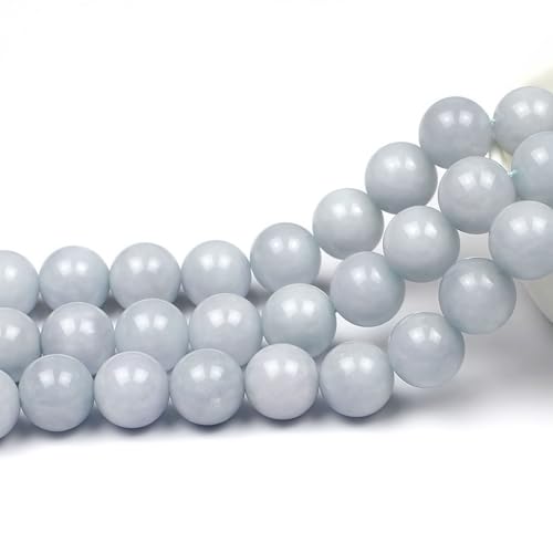 MJDCB Natural Round Aquamarine Gemstone Spacer Loose Beads Spacer Beads for DIY Jewelry Making Strand 15" - color: A+ Aquamarine, size: 6mm