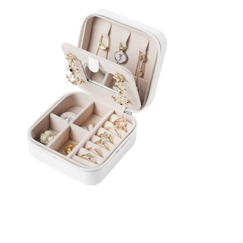 Compact And Secure Jewelry Boxes For Women Small Jewelris Box For Travel Portable Case With Lock Key Beautiful Jewelry Organizer And Storage Solution - color: white, size: pure