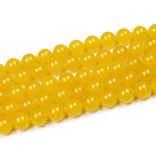 MJDCB Natural Yellow Jade Round Loose Beads for Jewelry Making DIY Bracelet Necklace (10mm) - color: Yellow Jade, size: 10mm