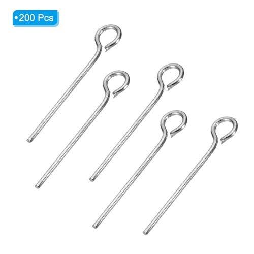 PATIKIL 200Pcs 304 Stainless Steel Jewelry Eye Pins 17mm 22 Gauge Silver Open Eye Pins for Jewelry Making DIY Craft Necklaces Bracelets Earrings - color: Silver, size: 17mm