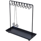 MyGift Black Metal Jewelry Stand for Women Jewelry Organizer Stand for Necklaces with 20 Hooks and Ring Tray Sturdy Necklace Pole - color: Black