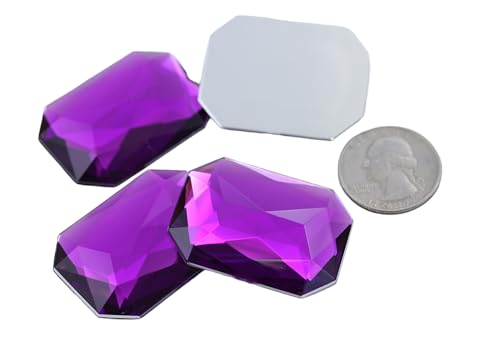 40x30mm Purple Amethyst A06 Large Flat Back Octagon Acrylic Rhinestones Cosplay Costume Gems Plastic Jewels Embelishments DIY Crafts Gemstones - 4 Pieces - color: Purple Amethyst A06