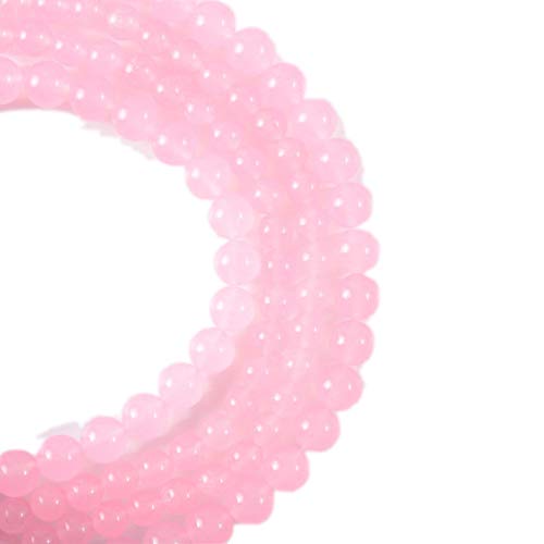 RayLineDo® 48Pcs 8mm Natural Pink Jade Stone Round Beads Loose Beads Wholesale for Jewelry Making - color: Pink Jade, size: 8mm