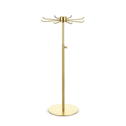 Spinning Display Stand - Rotating Keychain Display - Adjustable Height Organizer - Countertop Jewelry Display for Vendor Events (Brushed Gold, 1 Pack) - color: Brushed Gold, size: 1 Pack