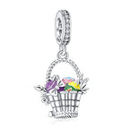 S925 Bead Dangle Charms for Bracelets Necklaces, Compatible with Pandora, Jewelry Making - style: Easter-Easter Baseket Charm
